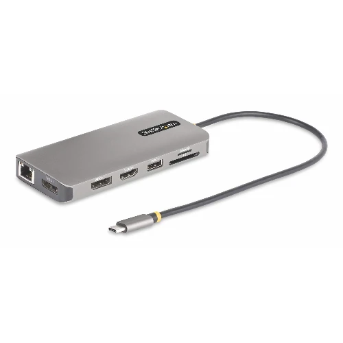 StarTech.com USB-C Triple-Monitor Multiport Adapter, Dual 4K 60Hz + 4K 30Hz HDMI & DisplayPort, 4-Port USB Hub, 100W PD Pass-Through, GbE, SD/MicroSD Card Readers, Wired, USB 3.2 Gen 1 (3.1 Gen 1) Type-C, 100 W, 2.0b, 10,100,1000 Mbit/s, IEEE 802.3, IEEE 802.3ab, IEEE 802.3u