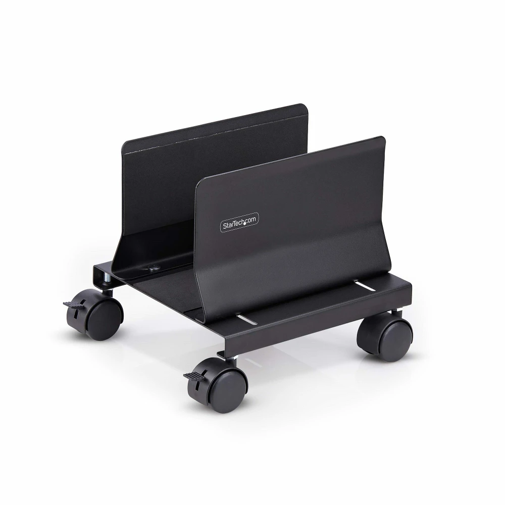 StarTech.com Computer Tower Cart, Rolling Mobile CPU Caddy on Wheels (Casters), Max Load 46.3lb/21kg, Adjustable PC Case Mount, Desktop Floor Stand, Steel Dolly, Cart CPU holder, Tower, 21 kg, Black, Screw, 4 wheel(s)