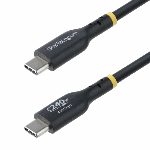 StarTech.com 4m USB-C Charging Cable, USB-IF Certified USB C Cable, 240W PD EPR, USB 2.0 Type-C Laptop Charger Cord, USB-C Data Transfer Cable, TPE Jacket, M/M, 4 m, USB C, USB C, USB 2.0, 0.48 Gbit/s, Black