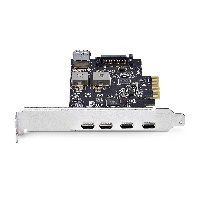 StarTech.com 5-Port USB PCIe Card, USB 3.2 10Gbps, PCI Express Card with 4x USB-C Ports, 1x USB-A Internal Port, USB PCIe Controller Card, Windows/macOS/Linux, PCIe, USB Type-C, Full-height / Low-profile, PCI 3.0, SATA 15-pin, Black