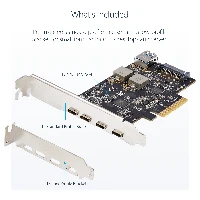 StarTech.com 5-Port USB PCIe Card, USB 3.2 10Gbps, PCI Express Card with 4x USB-C Ports, 1x USB-A Internal Port, USB PCIe Controller Card, Windows/macOS/Linux, PCIe, USB Type-C, Full-height / Low-profile, PCI 3.0, SATA 15-pin, Black