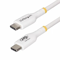 StarTech.com 2m White USB-C Charging Cable, USB-IF Certified USB C Cable, 240W PD EPR, USB 2.0 Type-C Laptop Charger Cord, USB-C Data Transfer Cable, TPE Jacket, 2 m, USB C, USB C, USB 2.0, 0.48 Gbit/s, White