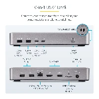 StarTech.com USB4 Docking Station, USB-C 40Gbps, Dual Video HDMI, Up to 2x 4K 60Hz 444 (RGB) or 2x 4K 120Hz 422, Multi-Monitor Dock, 6x USB, 2.5GbE, 100W PD, Wired, USB4, 100 W, 10,100,1000,2500 Mbit/s, Silver, 40 Gbit/s