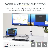 StarTech.com USB4 Docking Station, USB-C 40Gbps, Dual Video HDMI, Up to 2x 4K 60Hz 444 (RGB) or 2x 4K 120Hz 422, Multi-Monitor Dock, 6x USB, 2.5GbE, 100W PD, Wired, USB4, 100 W, 10,100,1000,2500 Mbit/s, Silver, 40 Gbit/s