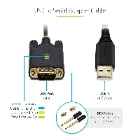 StarTech.com 6.6ft (2m) USB to Serial Adapter Cable, COM Retention, Interchangeable Screws/Nuts, USB-A to DB9 RS232, FTDI IC, ESD Protection, Windows/macOS/Linux, Black, 2 m, USB Type-A, DB-9, Male, Male
