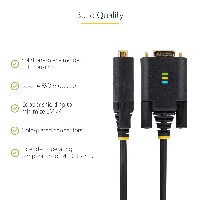 StarTech.com 6.6ft (2m) USB to Serial Adapter Cable, COM Retention, Interchangeable Screws/Nuts, USB-A to DB9 RS232, FTDI IC, ESD Protection, Windows/macOS/Linux, Black, 2 m, USB Type-A, DB-9, Male, Male