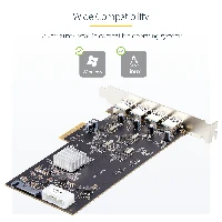 StarTech.com 4-Port USB PCIe Card, USB 3.2 5Gbps, PCI Express Expansion Card with 4x Independent USB Controllers, 4x USB-A Ports, Windows/macOS/Linux, PCIe, USB 3.2 Gen 1 (3.1 Gen 1), Full-height / Low-profile, PCI 2.0, SATA 15-pin, Black