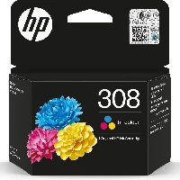 HP 308 Tri-color Original Ink Cartridge, Standard Yield, Cyan, Magenta, Yellow, Dye-based ink, 1 pc(s), 120 pages, Combo pack