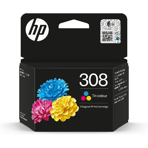 HP 308 Tri-color Original Ink Cartridge, Standard Yield, Cyan, Magenta, Yellow, Dye-based ink, 1 pc(s), 120 pages, Combo pack