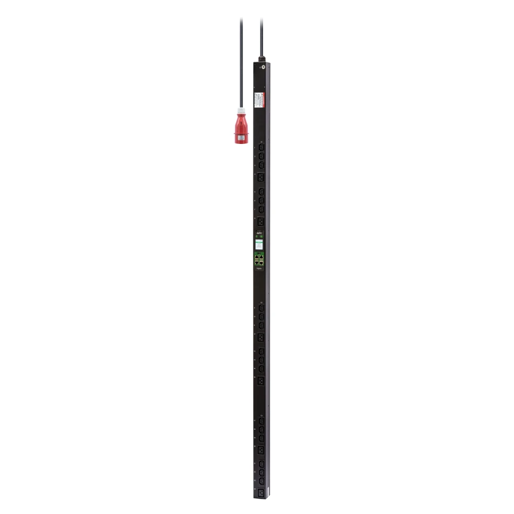 APC Easy Rack PDU, Metered Outlet, 0U, 3 Phase, 11kW, 230V, 16A, (18) C13 and (6) C19 outlets, IEC60309 3P+N+PE inlet, Metered, 0U, Three-phase, Vertical, Aluminium, Black