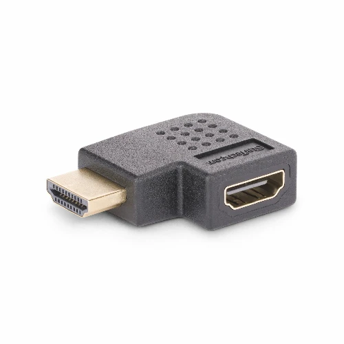 StarTech.com Right Angle HDMI 2.0 Adapter, Male to Female, Horizontal 90-Degree Angled HDMI Port Saver, 4K 60Hz, High Speed HDMI Connector Extension, M/F, HDMI, HDMI, Black