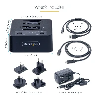 StarTech.com 11 M.2 NVMe Drive Duplicator, Standalone M.2 SSD Cloner/Copier up to 90GBpm, USB 3.2 20Gbps M.2 Dual-Bay Drive Dock, USB-C/A Cables Included, HDD/SSD duplicator, 1 copies, USB 3.2 Gen 2 (3.1 Gen 2), Black, Plastic, USB Type-C