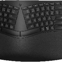 HP 965 Ergonomic Wireless Keyboard, Full-size (100%), Wireless, RF Wireless + Bluetooth, Membrane, QWERTY, Black