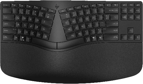 HP 965 Ergonomic Wireless Keyboard, Full-size (100%), Wireless, RF Wireless + Bluetooth, Membrane, QWERTY, Black