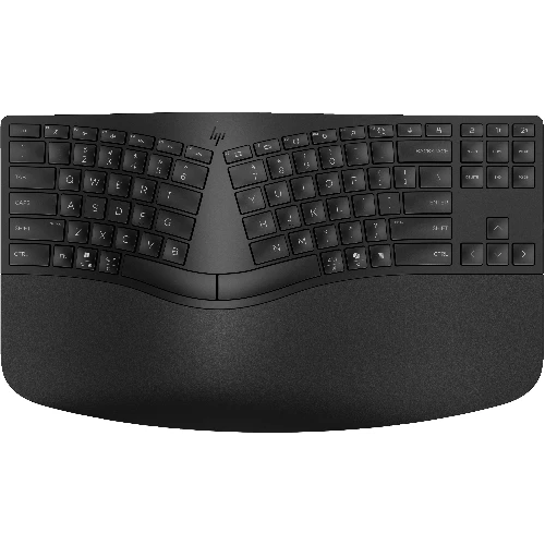 HP 965 Ergonomic Wireless Keyboard, Full-size (100%), Wireless, RF Wireless + Bluetooth, Membrane, QWERTY, Black