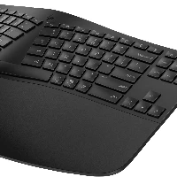 HP 965 Ergonomic Wireless Keyboard, Full-size (100%), Wireless, RF Wireless + Bluetooth, Membrane, QWERTY, Black