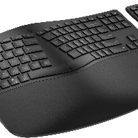 HP 965 Ergonomic Wireless Keyboard, Full-size (100%), Wireless, RF Wireless + Bluetooth, Membrane, QWERTY, Black