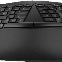 HP 965 Ergonomic Wireless Keyboard, Full-size (100%), Wireless, RF Wireless + Bluetooth, Membrane, QWERTY, Black