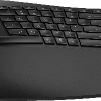 HP 965 Ergonomic Wireless Keyboard, Full-size (100%), Wireless, RF Wireless + Bluetooth, Membrane, QWERTY, Black