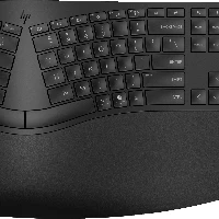 HP 965 Ergonomic Wireless Keyboard, Full-size (100%), Wireless, RF Wireless + Bluetooth, Membrane, QWERTY, Black