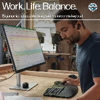 HP 965 Ergonomic Wireless Keyboard, Full-size (100%), Wireless, RF Wireless + Bluetooth, Membrane, QWERTY, Black