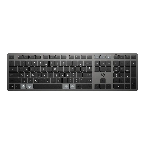 HP 725 Multi-Device Rechargeable Wireless Keyboard, Full-size (100%), Wireless, RF Wireless + Bluetooth, Grey