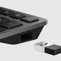 HP 725 Multi-Device Rechargeable Wireless Keyboard, Full-size (100%), Wireless, RF Wireless + Bluetooth, Grey