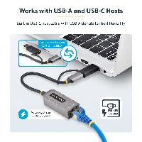 StarTech.com 2.5GbE USB-C to Ethernet Adapter with USB-A Converter, NBASE-T NIC, USB 3.0 Type-C 2.5/1G Multi Speed Network, Thunderbolt Compatible, Windows & Mac, Wired, USB Type-C, Ethernet, 5000 Mbit/s, Grey