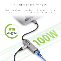 StarTech.com USB-C to Ethernet Adapter, NIC, 100W PD Pass-Through, USB 3.0 Type-C 1Gbps Multi Speed Network Adapter, Thunderbolt Compatible, Windows & Mac, Wired, USB Type-C, Ethernet, 5000 Mbit/s, Grey
