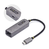 StarTech.com 2.5GbE USB-C to Ethernet Adapter, 100W PD Pass-Through, NBASE-T NIC, USB 3.0 Type-C 2.5/1G Multi Speed Network, Thunderbolt Compatible, Windows & Mac, Wired, USB Type-C, Ethernet, 5000 Mbit/s, Grey