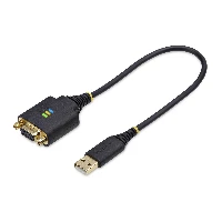 StarTech.com 1ft (30cm) USB to Null Modem Serial Adapter Cable, COM Retention, FTDI, USB-A to DB9 RS232, Interchangeable DB9 Nuts/Screws, Windows/macOS/Linux, Black, 0.3 m, USB Type-A, DB-9, Male, Female