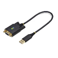 StarTech.com 1ft (30cm) USB to Null Modem Serial Adapter Cable, COM Retention, FTDI, USB-A to DB9 RS232, Interchangeable DB9 Nuts/Screws, Windows/macOS/Linux, Black, 0.3 m, USB Type-A, DB-9, Male, Female