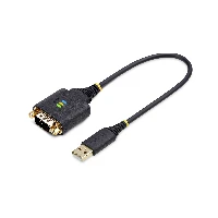 StarTech.com 1ft (30cm) USB to Serial Adapter Cable, COM Retention, Interchangeable Nuts/Screws, USB-A to DB9 RS232, FTDI IC, ESD Protection, Windows/macOS/Linux, Black, 0.3 m, USB Type-A, DB-9, Male, Male