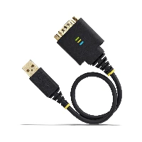 StarTech.com 1ft (30cm) USB to Serial Adapter Cable, COM Retention, Interchangeable Nuts/Screws, USB-A to DB9 RS232, FTDI IC, ESD Protection, Windows/macOS/Linux, Black, 0.3 m, USB Type-A, DB-9, Male, Male
