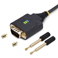 StarTech.com 1ft (30cm) USB to Serial Adapter Cable, COM Retention, Interchangeable Nuts/Screws, USB-A to DB9 RS232, FTDI IC, ESD Protection, Windows/macOS/Linux, Black, 0.3 m, USB Type-A, DB-9, Male, Male