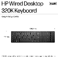 HP 320K Wired Keyboard, Full-size (100%), Wired, USB, Membrane, Black