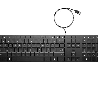 HP 320K Wired Keyboard, Full-size (100%), Wired, USB, Membrane, Black