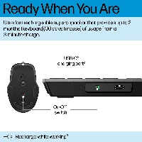 HP 725 Multi-Device Rechargeable Wireless Keyboard and Mouse Combo, Full-size (100%), Wireless, RF Wireless + Bluetooth, Scissor key switch, Black, Mouse included