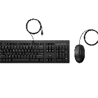 HP 225 Wired Mouse and Keyboard Combo G2, Full-size (100%), Wired, USB, Black, Mouse included