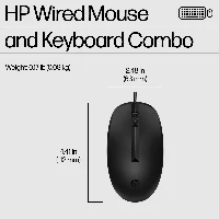 HP 225 Wired Mouse and Keyboard Combo G2, Full-size (100%), Wired, USB, Black, Mouse included
