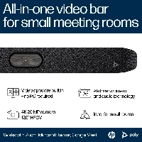 Poly Studio X32 All-In-One Video Bar No Power Supply, Video collaboration bar, 20 MP, 4K Ultra HD, 30 fps, 5x, Black