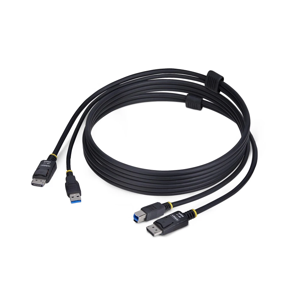 StarTech.com 6ft (1.8m) DisplayPort and USB 5Gbps KVM Cable, 4K 60Hz, Universally Compatible DP 1.2/USB 3.0 Combo Cable for KVM Switches, 1.8 m, USB, USB, DisplayPort, Black, DisplayPort + USB 3.2 Gen 1 Type-A