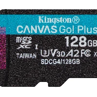 Kingston Technology 128GB microSDXC Canvas Go Plus Gen4 200MB/s A2 U3 V30 Card + Adapter, 128 GB, MicroSD, Class 10, UHS-I, 200 MB/s, 100 MB/s
