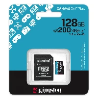 Kingston Technology 128GB microSDXC Canvas Go Plus Gen4 200MB/s A2 U3 V30 Card + Adapter, 128 GB, MicroSD, Class 10, UHS-I, 200 MB/s, 100 MB/s