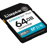 Kingston Technology Canvas Go Plus 64GB SDXC Canvas Go Plus Gen4 200MB/s C10 UHS-I U3 V30, 64 GB, SDXC, Class 10, UHS-I, 200 MB/s, 100 MB/s