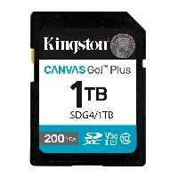 Kingston Technology Canvas Go Plus 1TB SDXC Canvas Go Plus Gen4 200MB/s C10 UHS-I U3 V30, 1 TB, SDXC, Class 10, UHS-I, 200 MB/s, 160 MB/s