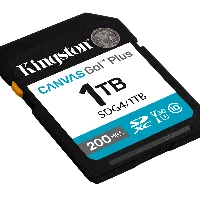 Kingston Technology Canvas Go Plus 1TB SDXC Canvas Go Plus Gen4 200MB/s C10 UHS-I U3 V30, 1 TB, SDXC, Class 10, UHS-I, 200 MB/s, 160 MB/s