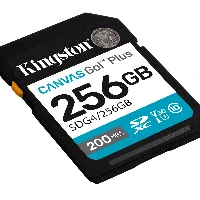 Kingston Technology Canvas Go Plus 256GB SDXC Canvas Go Plus Gen4 200MB/s C10 UHS-I U3 V30, 256 GB, SDXC, Class 10, UHS-I, 200 MB/s, 160 MB/s