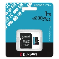 Kingston Technology 1TB microSDXC Canvas Go Plus Gen4 200MB/s A2 U3 V30 Card + Adapter, 1 TB, MicroSD, Class 10, UHS-I, 200 MB/s, 160 MB/s