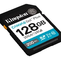 Kingston Technology Canvas Go Plus 128GB SDXC Canvas Go Plus Gen4 200MB/s C10 UHS-I U3 V30, 128 GB, SDXC, Class 10, UHS-I, 200 MB/s, 100 MB/s